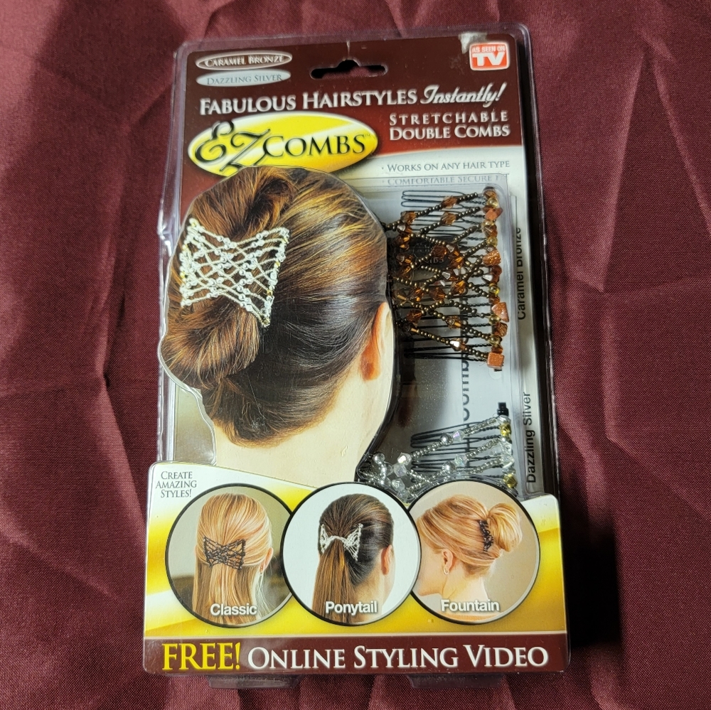 New EZ Combs Set one silver one bronze hair accessories
